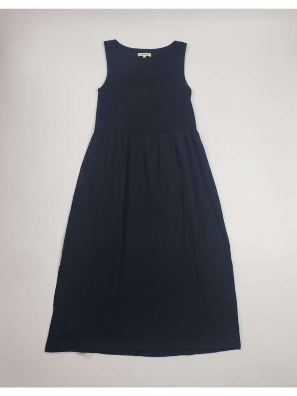 Madewell Knit Tank Midi Dress Women’s Small True Black Mixed Media Cotton EUC - Picture 5 of 16